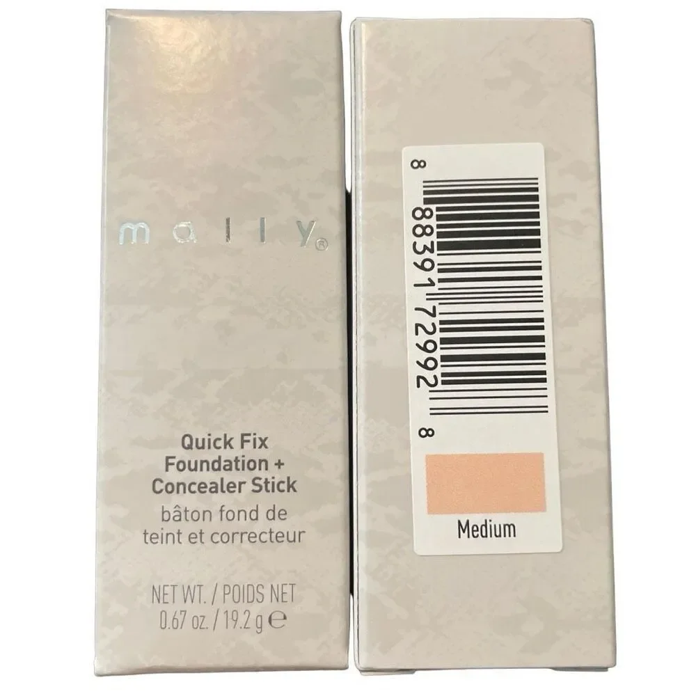 Lot of 2 Mally‎ Quick Fix Foundation + Concealer Makeup Medium Shade 0.67 Oz New